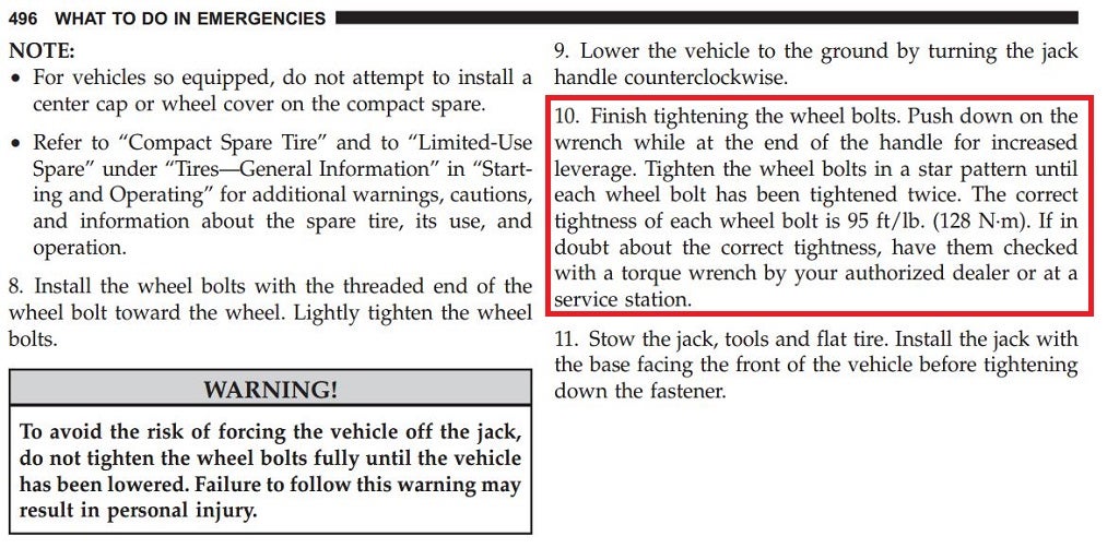 Wheel Nut Torque Chart 2015